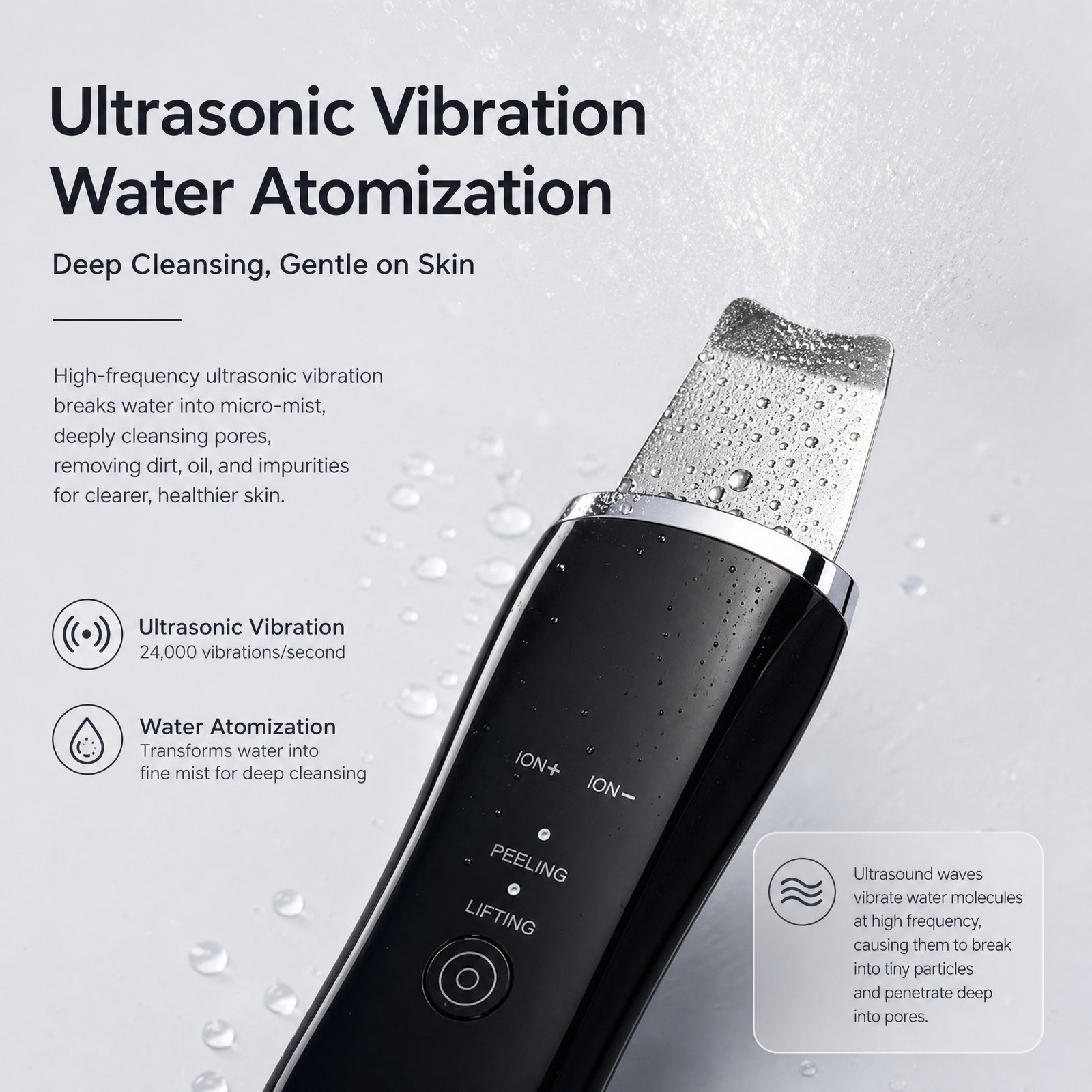 Electric Ultrasonic Skin Scrubber Face Spatula Home Ultrasonic Skin Scrubber Facial Cleaner Handheld Mini Derma Galvanica Tightening Face Scrubber Machine Skin Scrubber USB Ultrasonic - Image 7