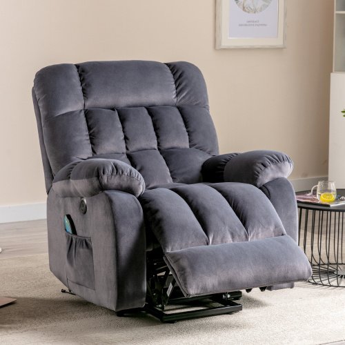 Electric Power Lift Recliner Chair Sofa With Massage And Heat For Elderly 2 Side Pockets USB Ports Single Recliner Chairs For Living Room Overstuffed Breathable Fabric Reclining - Image 9