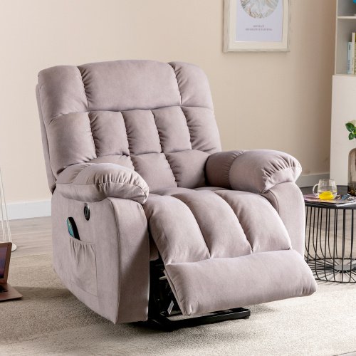Electric Power Lift Recliner Chair Sofa With Massage And Heat For Elderly 2 Side Pockets USB Ports Single Recliner Chairs For Living Room Overstuffed Breathable Fabric Reclining - Image 6